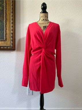 A.L.C. Fuchsia Twist-Front Long Sleeve Dress